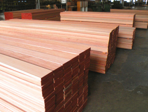 木梁用于窗户 浅红婆罗双木 3950 mm x 120 mm x 24 mm