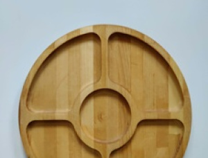 木质多格餐盘 圆形的 垂枝桦 280 mm x 280 mm x 18 mm