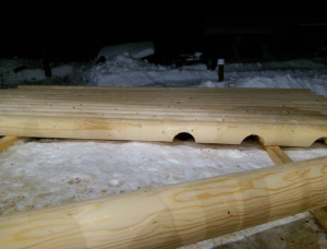 European spruce Rounded beam 240 mm x 6 m