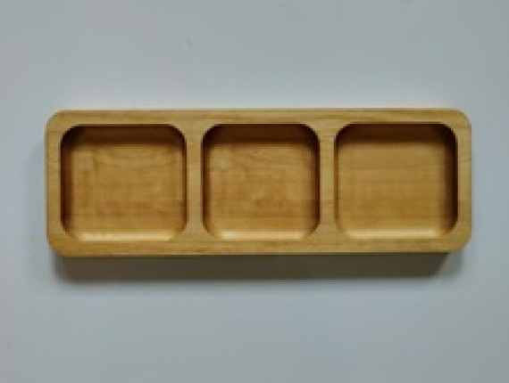 Silver Birch Rectangular Wood Compartment Plate 300 mm x 100 mm x 18 mm