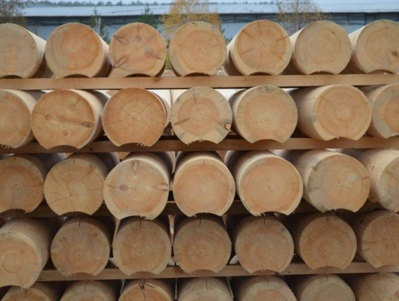 Swiss pine Rounded beam 240 mm x 4 m