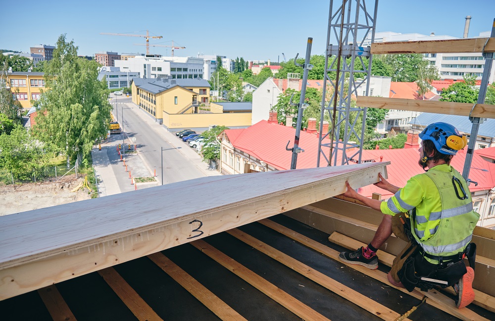 Wood"s Kerto® LVL-based elements are used at wooden multi-storey apartment buildings in Linnanfältti, Finland