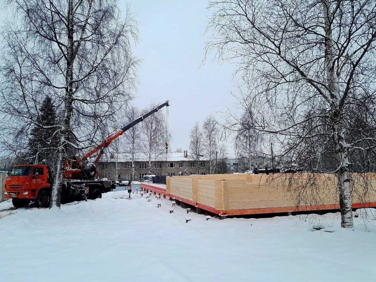 В Вологодской обл. строят дом культуры из клееного бруса