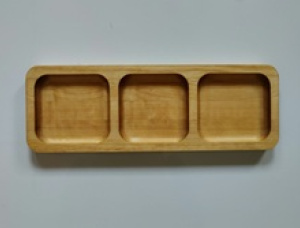 Silver Birch Rectangular Wood Compartment Plate 300 mm x 100 mm x 18 mm