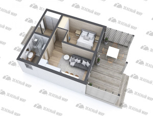 木框架房屋 云杉 - 松 49.6 m<sup>2</sup>