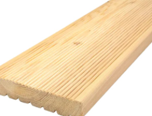 Scots Pine Anti-slip decking KD 28 mm x 110 mm x 1000 mm