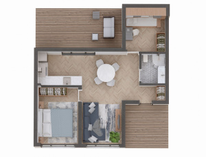 木框架房屋 云杉 - 松 70.4 m<sup>2</sup>
