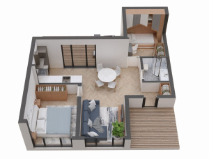 木框架房屋 云杉 - 松 70.4 m<sup>2</sup>