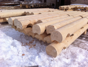 European spruce Rounded beam 240 mm x 6 m