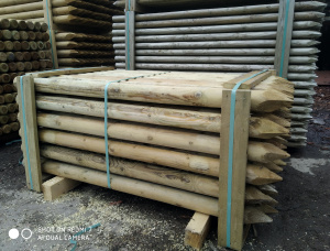 Spruce-Pine (S-P) machined rounded wood poles 120 mm x