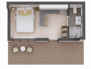 木框架房屋 云杉 - 松 16.8 m<sup>2</sup>
