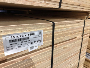 Spruce-Pine (S-P) Pallet timber 15 mm x 75 mm x 1.2 m