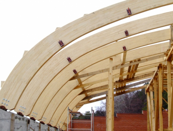 Spruce-Pine (S-P) Curved glulam beams 90 mm x 90 mm x 12 m