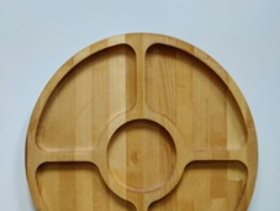 木质多格餐盘 圆形的 垂枝桦 280 mm x 280 mm x 18 mm