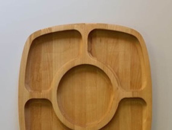 木质多格餐盘 圆形的 垂枝桦 250 mm x 250 mm x 20 mm