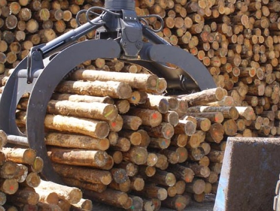 Hydraulic grapples for wood