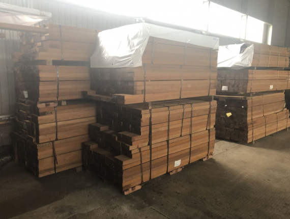 54 mm x 105 mm x 2000 mm  Eingefasstes Brett Teak R/S KD