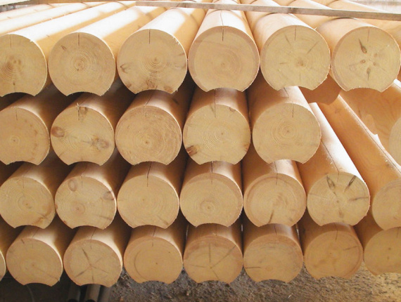 Swiss pine Rounded beam 200 mm x 4 m