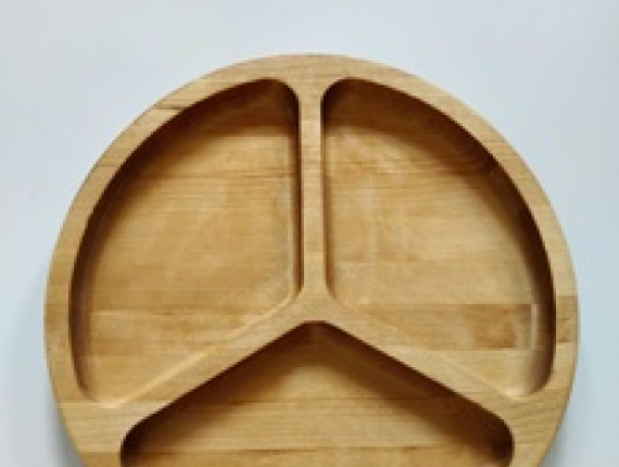 木质多格餐盘 圆形的 垂枝桦 250 mm x 250 mm x 25 mm