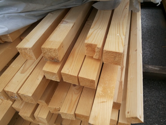 Sawn beams dried