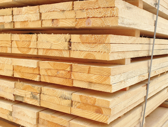 25 mm x 200 mm x 5000 mm KD R/S  Scots Pine Lumber